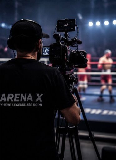 Organiser's own camera set up ringside to stream a live boxing match on ArenaX